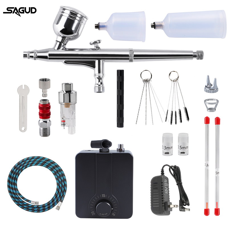 Airbrush Compressor Kit - Aerógrafo com kit de compressor, pistola