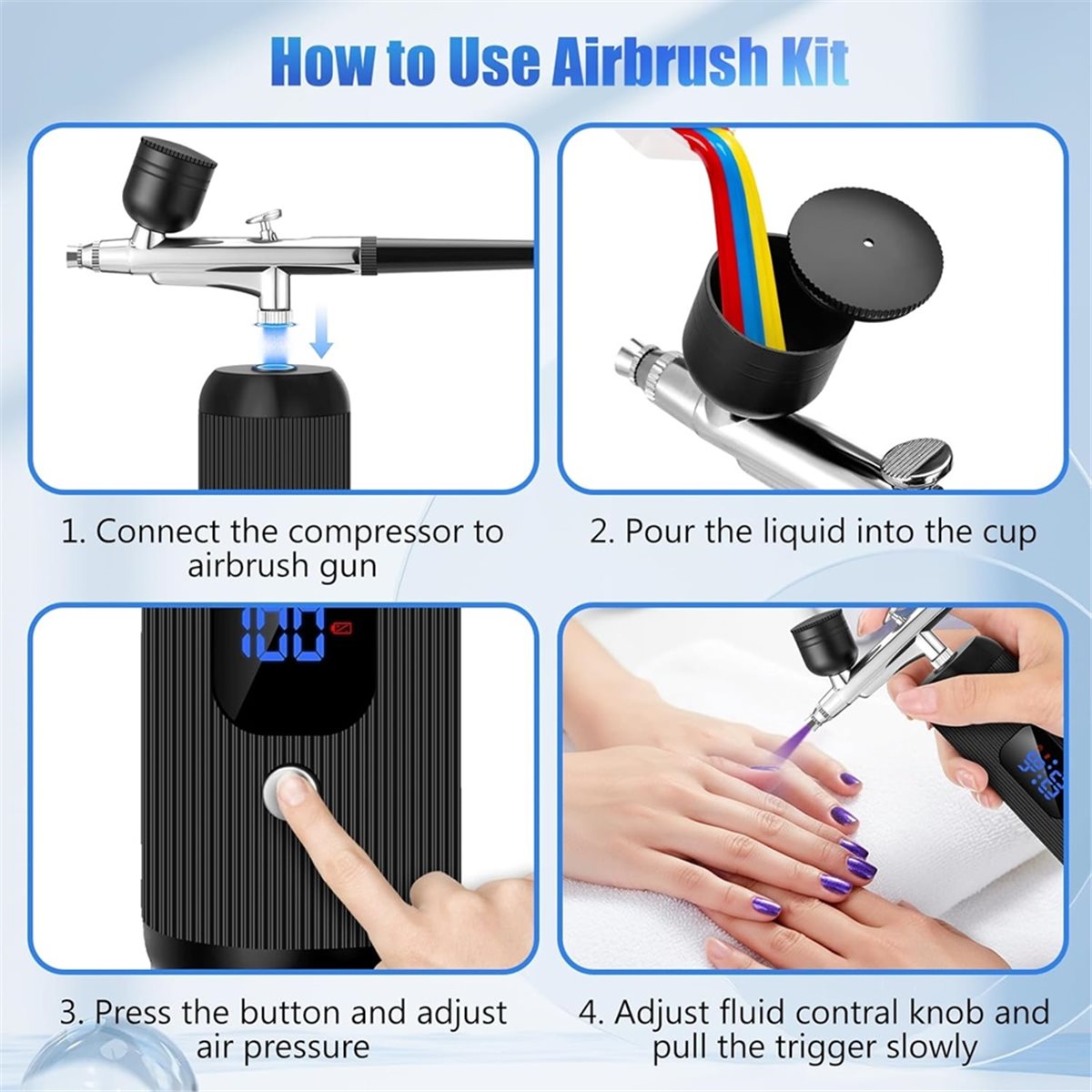 Airbrush Compressor Kit - Kit de Aerógrafo A1315P com Compressor,