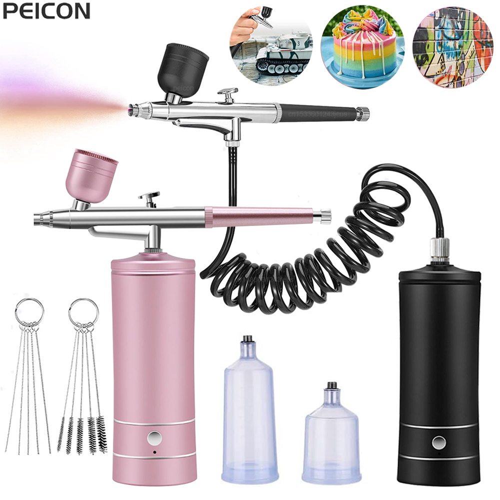 Airbrush Compressor Kit - Aerógrafo com compressor, pistola de pulverização