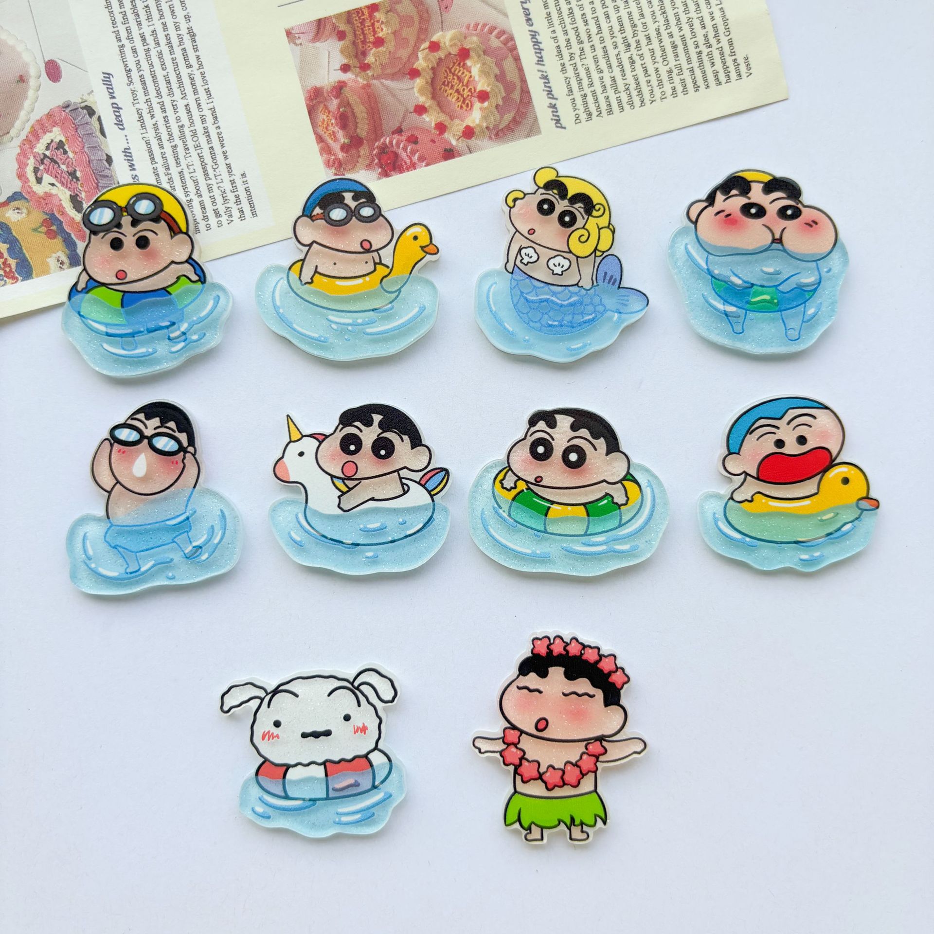 Model Kit Anime Girl - Conjunto de 10 Broches de Acrílico
