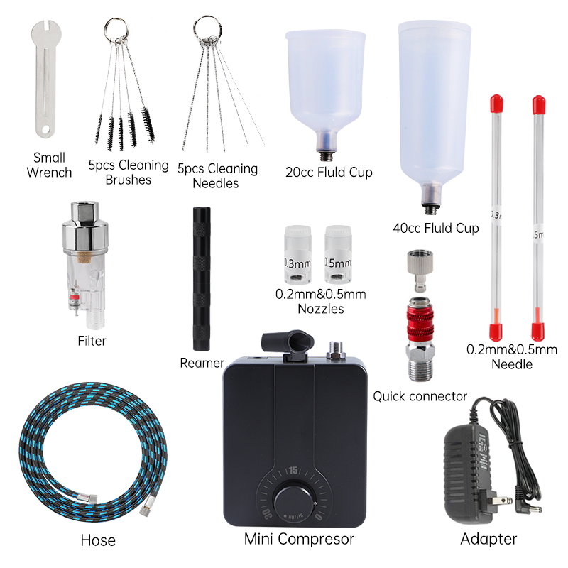 Aerógrafo com kit de compresso - Airbrush Compressor Kit avaliação e preço